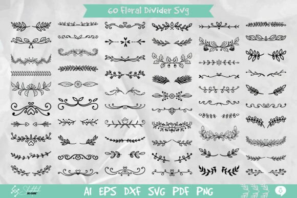 60 Floral Divider SVG: Elegant Graphics for Handmade Decorative Elements