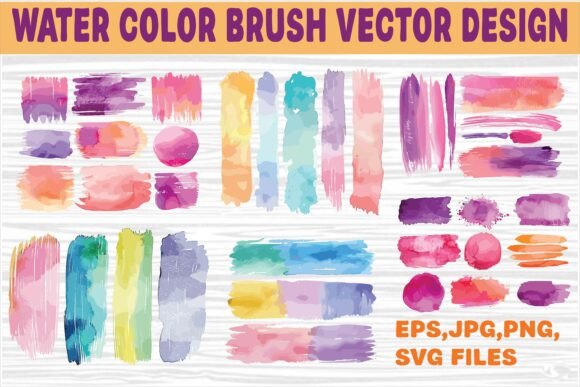 Colorful Watercolor Brush Stroke Graphics for Crafts & Digital Selling