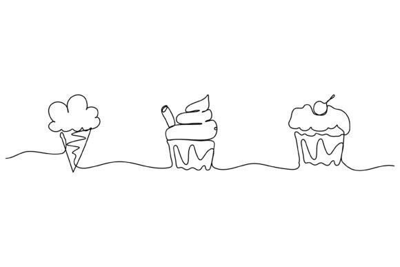 Continuous Line Cupcake – A Versatile Graphic for Modern Branding and Marketing