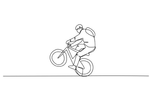 Continuous Line Design of a Young Cyclist – Graphics & Illustrations for Digital Sellers