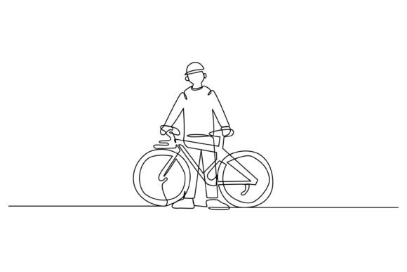 Continuous Line Design of People Pushing Graphics & Illustrations for Real Crafting