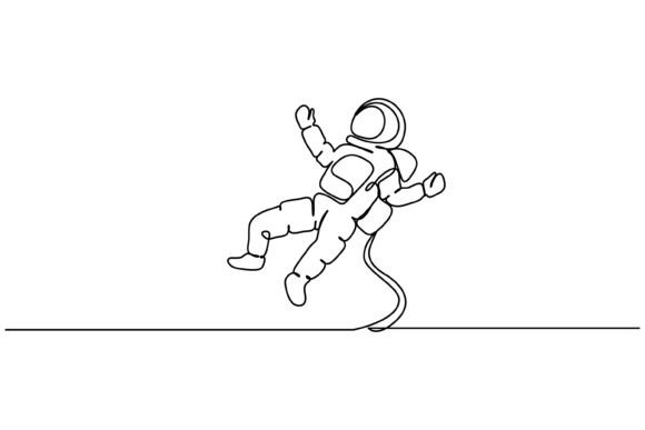 Continuous Line Design of Spaceman Trave: A Clean, Modern Graphic for Branding & Marketing