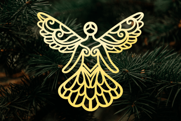 Decorative Angel Ornament Laser Cut SVG for Crafts & Marketing Graphics