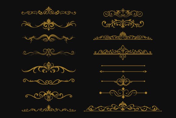 Elegant Ornate Golden Graphics for Decorative Design Projects