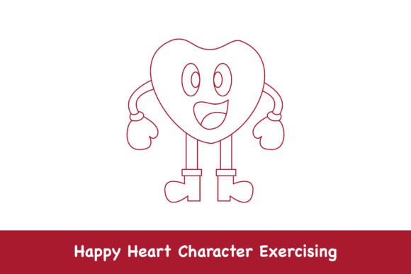 Happy Heart Character Exercising – A Cheerful Graphic for Health & Lifestyle Branding