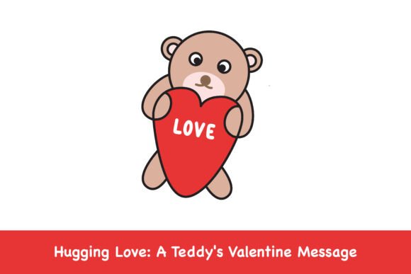 Hugging Love A Teddy's Valentine Message Graphics & Illustrations