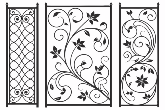 Ornate Black Iron Gate Designs: Elegant Graphics for Premium Branding