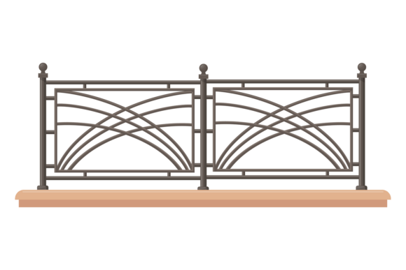 Ornate Forged Balcony Railing. Decorativ Graphics for Elegant Brand Illustrations