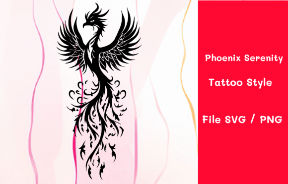 Phoenix Serenity Tattoo Style: Bold Graphics for Decorative Design Projects