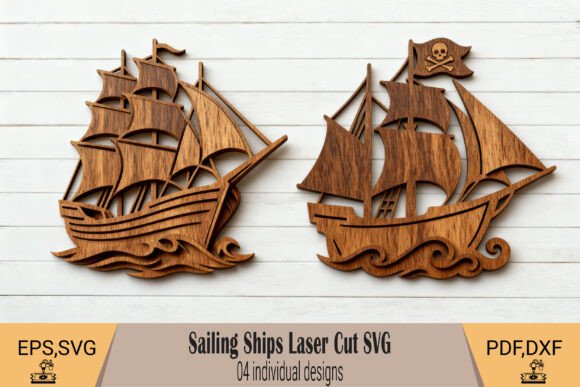 Sailing Ships Laser Cut SVG for Wall Decor & Creative Design Projects