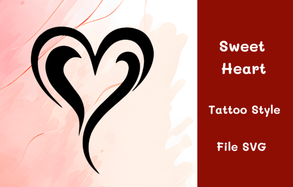 Sweet Heart Flourish Tattoo Style: Romantic Decorative Graphics for Content Publishing