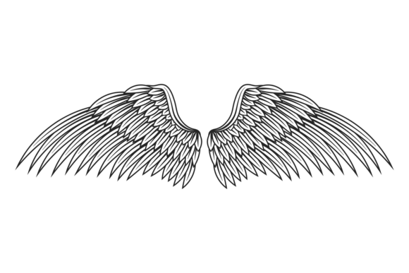 Vintage Angel Wings Black Drawing: A Decorative Graphic for Brand Illustrations