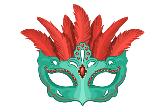 Vintage Opera Mask. Red Feather Decorati Graphics for Elegant Brand Illustrations