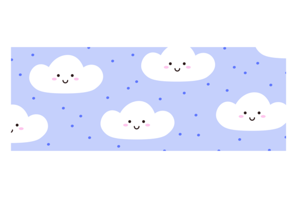 Washi Tape with Kawaii Cloud Emoji Decor: A Playful Graphic for Bloggers and Publishers