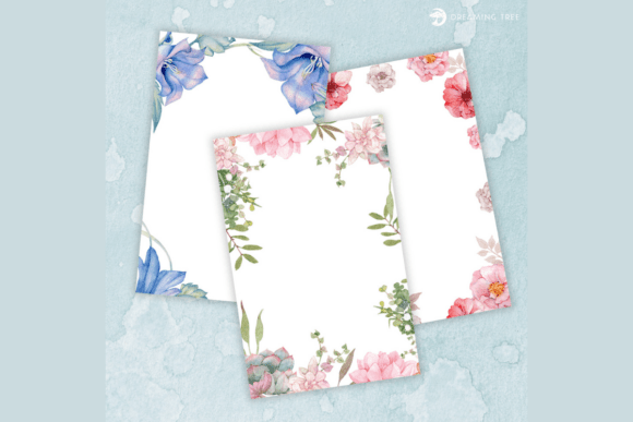 Watercolor Floral Card Inserts: Elegant Graphics for Invitations Amp and Handmade Business Designs
